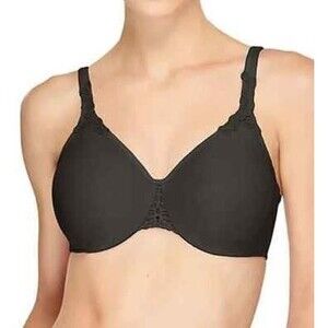 NWT Wacoal 85814 Black Bodysuede Ultra Full Figure Seamless Underwire Bra Sz 34D